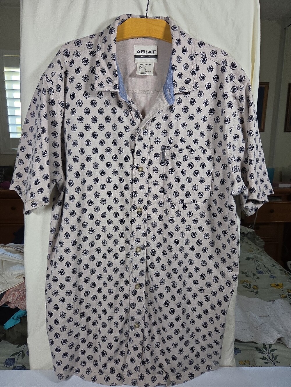 Ariat Retro Fit Men's Shortsleeved Button Down Shirt L Western Wear Cowboy